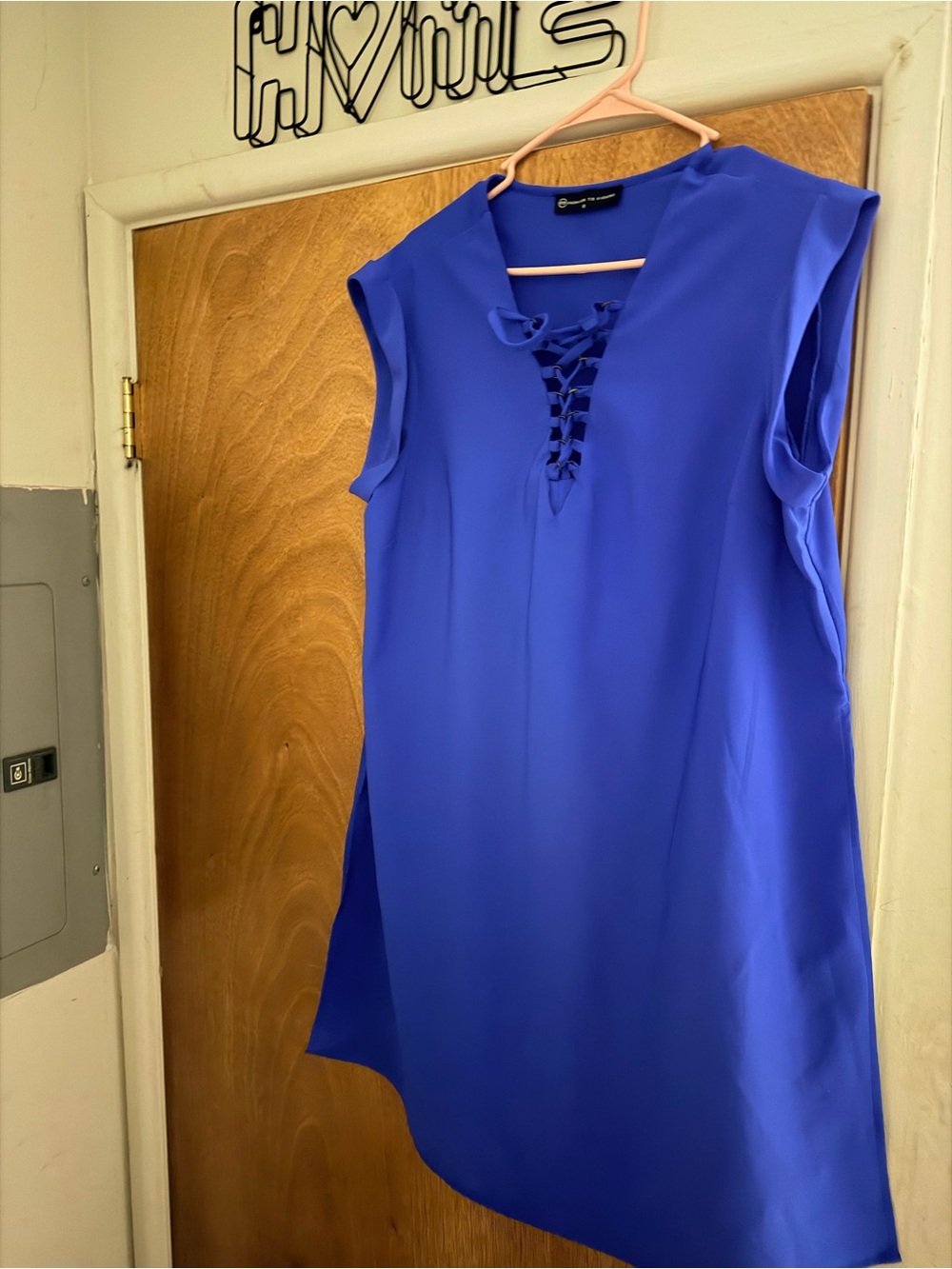 Fashion to Figure Royal Blue Lace-Up Sleeveless Blouse